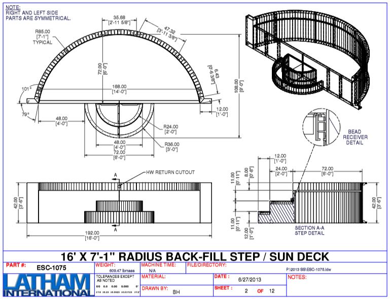 7'1 Radius Steel Wedding Cake Step 42" (16 Wide) w/ Sunledge